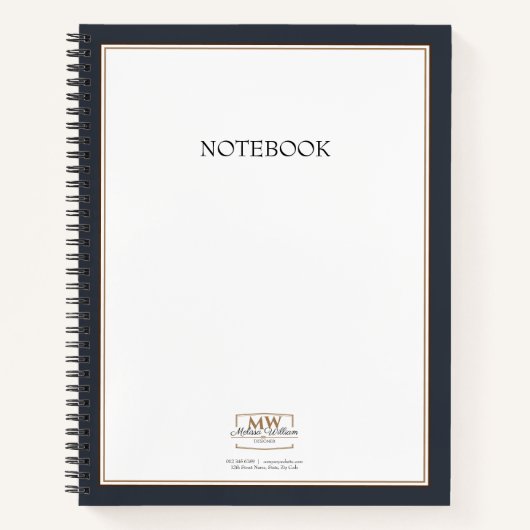 白黒シンプルモノグラムビジネス ノートブック (正面)