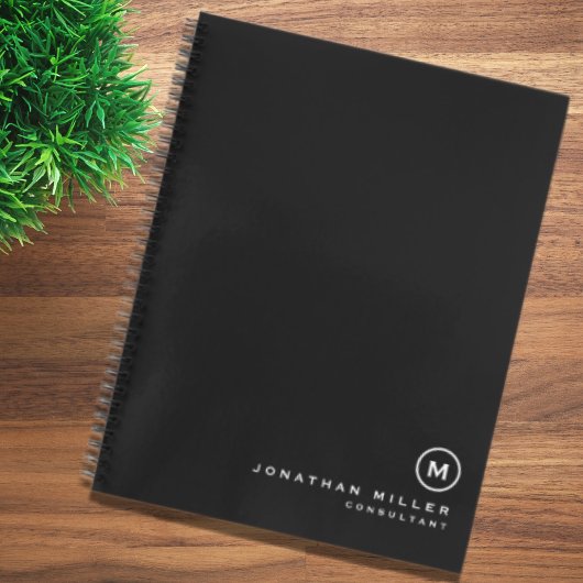 白黒シンプルモノグラムメダリオン ノートブック