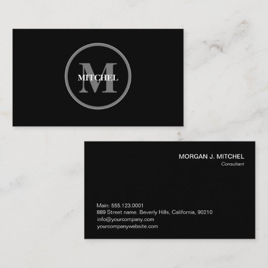 白黒シンプルモノグラムモダンプロフェッショナル 名刺 (正面/裏面)