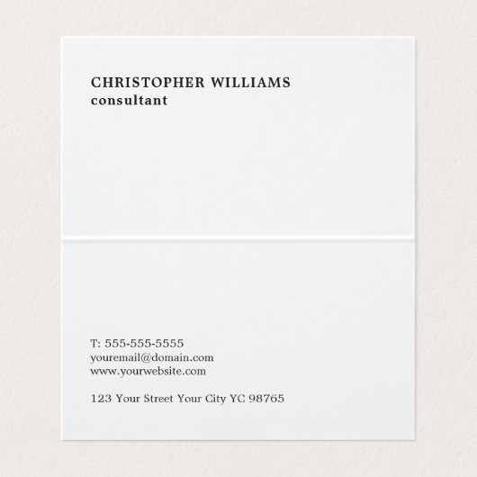 白黒シンプルモノグラム折り畳み名刺 名刺 (内部フラット)