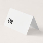 白黒シンプルモノグラム折り畳み名刺 名刺 (正面)