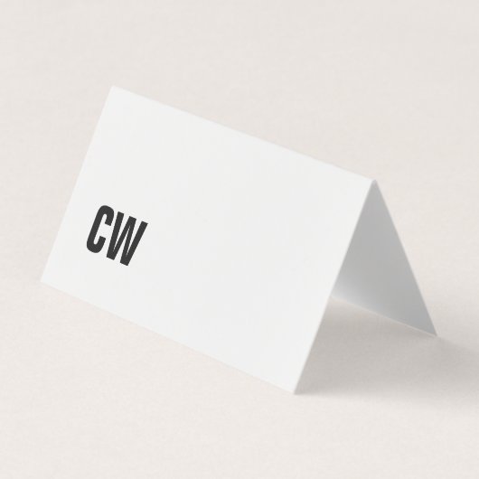 白黒シンプルモノグラム折り畳み名刺 名刺 (正面)