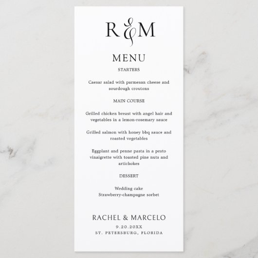 白黒シンプルモノグラ結婚ムのメニュー メニュー (正面)