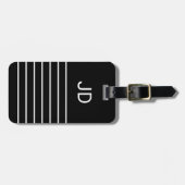 白黒シンプルラインモノグラムラゲージタグ ラゲッジタグ (正面横)