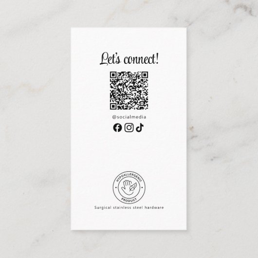 白黒シンプルロゴイヤリングバックアーカード 名刺 (裏面)