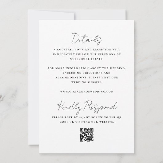 白黒シンプル両面結婚型 招待状 (裏面)