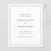 白黒シンプル予算結婚式の日付の保存 (正面)