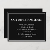 白黒シンプル事業移転発表 案内状 (正面/裏面)