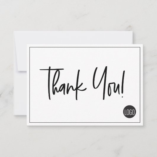 白黒シンプル会社ロゴカスタムありがとう サンキューカード (正面)