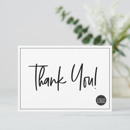 白黒シンプル会社ロゴカスタムありがとう サンキューカード (スタンド正面)