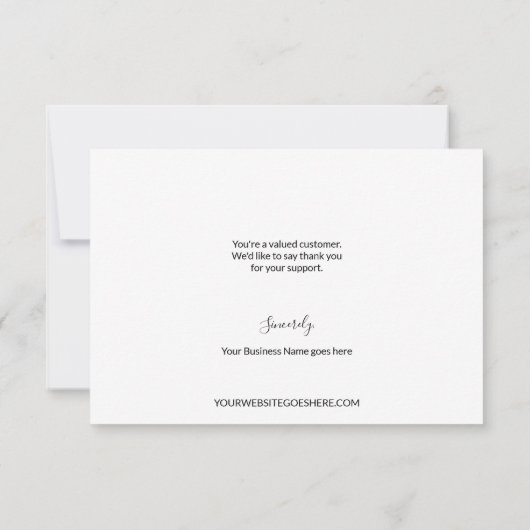 白黒シンプル会社ロゴカスタムありがとう サンキューカード (裏面)