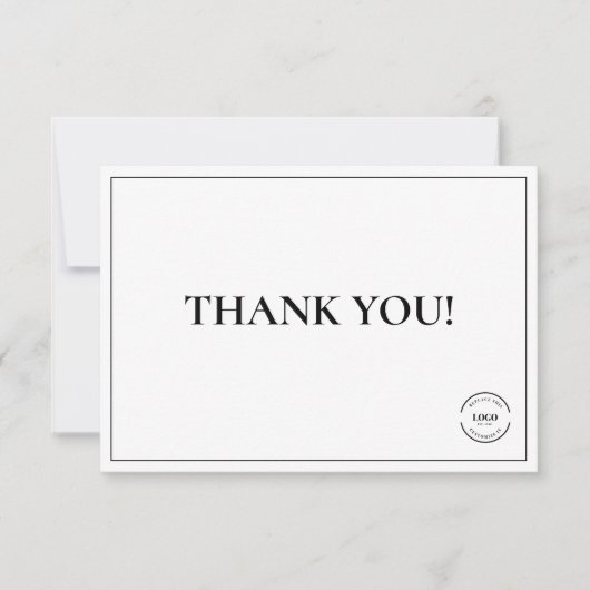 白黒シンプル会社ロゴカスタムありがとう サンキューカード (正面)