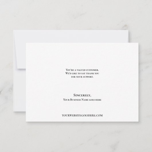白黒シンプル会社ロゴカスタムありがとう サンキューカード (裏面)