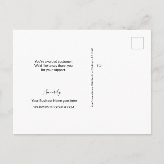 白黒シンプル会社ロゴカスタムありがとう ポストカード (裏面)