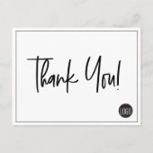 白黒シンプル会社ロゴカスタムありがとう ポストカード (正面)