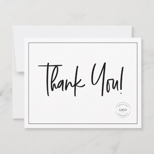 白黒シンプル会社ロゴソーシャル・サンキュー サンキューカード (正面)
