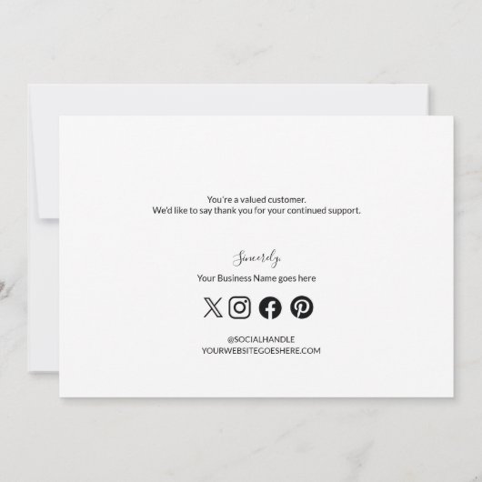 白黒シンプル会社ロゴソーシャル・サンキュー 招待状 (裏面)