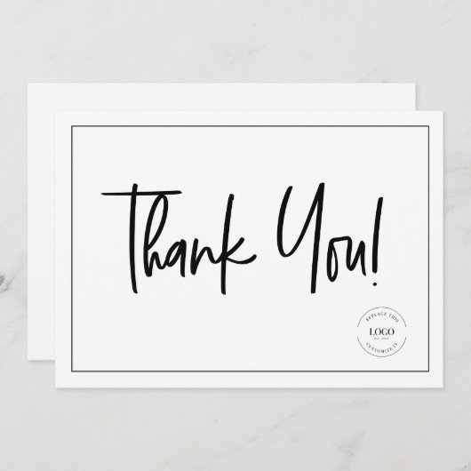 白黒シンプル会社ロゴソーシャル・サンキュー 招待状 (正面/裏面)