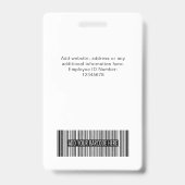 白黒シンプル会社ロゴ写真IDバーコード バッジ (裏面)