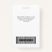 白黒シンプル会社ロゴ写真IDバーコード バッジ (裏面)