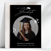 白黒シンプル写真の卒業発表 案内状