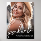 白黒シンプル写真卒業パーティーのサイン ポスター (正面)