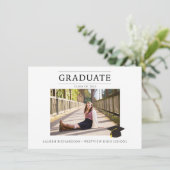 白黒シンプル写真卒業パーティー 招待状 (スタンド正面)