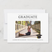 白黒シンプル写真卒業パーティー 招待状 (正面)