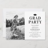 白黒シンプル写真卒業会 招待状 (正面)