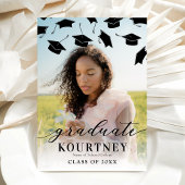 白黒シンプル写真卒業招待状 招待状