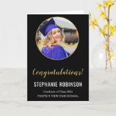 白黒シンプル写真卒業 カード (黄色い花)