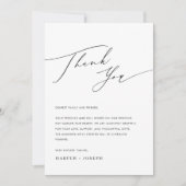 白黒シンプル写真結婚式レセプションテーブル サンキューカード (正面)