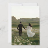 白黒シンプル写真結婚式レセプションテーブル サンキューカード (裏面)