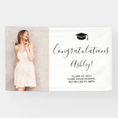 白黒シンプル卒業エレガントおめでとう 横断幕 (横)