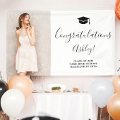 白黒シンプル卒業エレガントおめでとう 横断幕