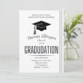 白黒シンプル卒業 招待状 (スタンド正面)