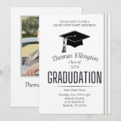 白黒シンプル卒業 招待状 (正面/裏面)