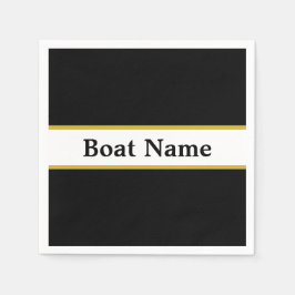 白黒シンプル及び金ゴールド名 スタンダードカクテルナプキン