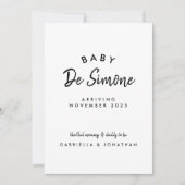 白黒シンプル型形成妊娠 案内状 (正面)