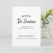 白黒シンプル型形成妊娠 案内状 (スタンド正面)