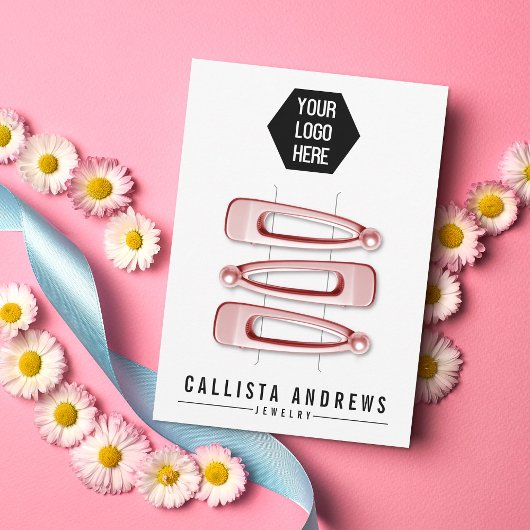 白黒シンプル多重ヘアクリップ表示カード シーズンカード