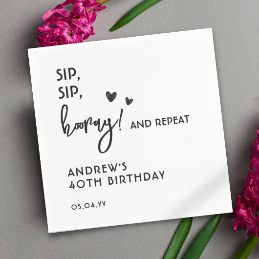 白黒シンプル大人おもしろい40歳 スタンダードカクテルナプキン