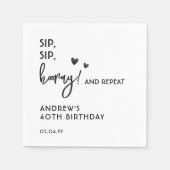 白黒シンプル大人おもしろい40歳 スタンダードカクテルナプキン (正面)