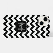 白黒シンプル山形の線モノグラム iPhoneケース (裏面横)