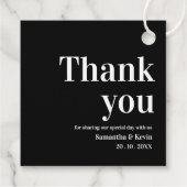 白黒シンプル感謝メッセージウェディングパーティー フェイバータグ (裏面)