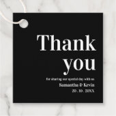 白黒シンプル感謝メッセージウェディングパーティー フェイバータグ (正面)