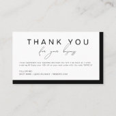白黒シンプル手書きスクリプトありがとう 名刺 (裏面)