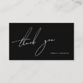 白黒シンプル手書きスクリプトありがとう 名刺 (正面)