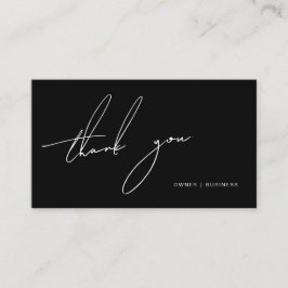 白黒シンプル手書きスクリプトありがとう 名刺