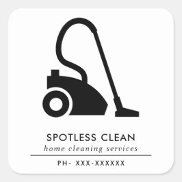 白黒シンプル掃除機クリーニングサービス スクエアシール